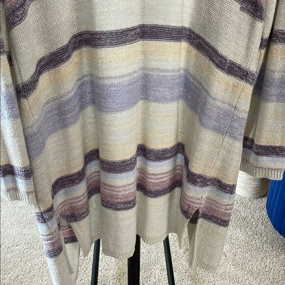 North RiverStriped Women's cardigan long Sweater - Purple and Cream - Picture 6 of 6